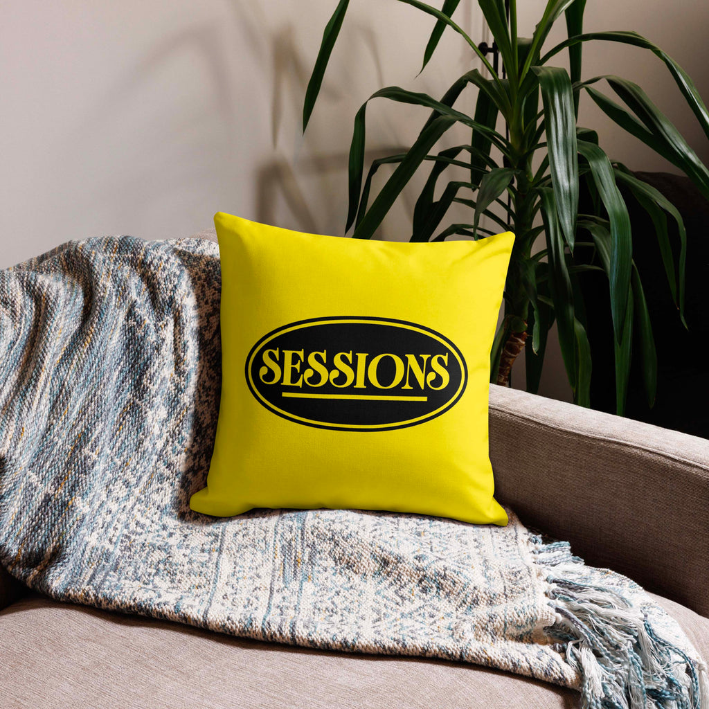 SESSIONS Logo/Band Pillow Yellow